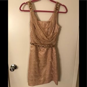 Rose Gold dress with belt
